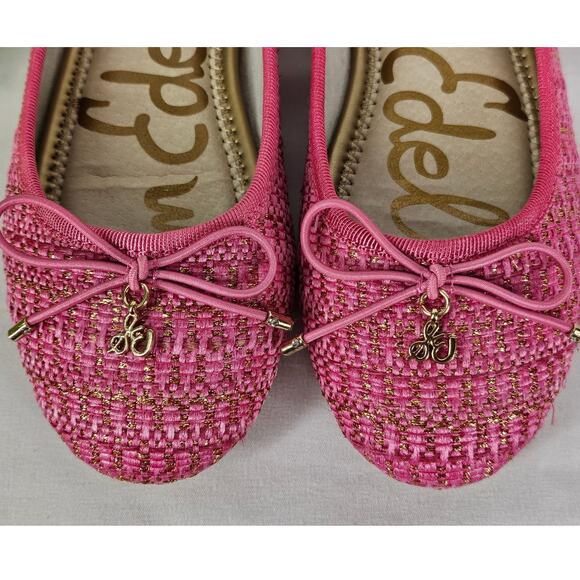 SAM EDELMAN GIRL’S FELICIA PINK WOVEN BALLET FLATS — SIZE 13 • CHIC & COMFY - Picture 3 of 13